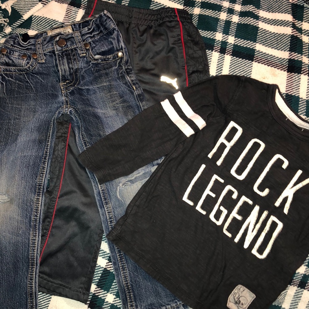 Boys long sleeve jeans and puma sweats
